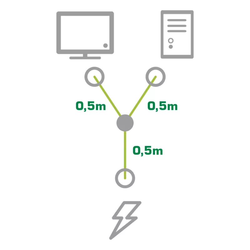 InLine Power-Y-kabel Duitse type F 1x IEC-C14 naar 2x IEC-C13 1m
