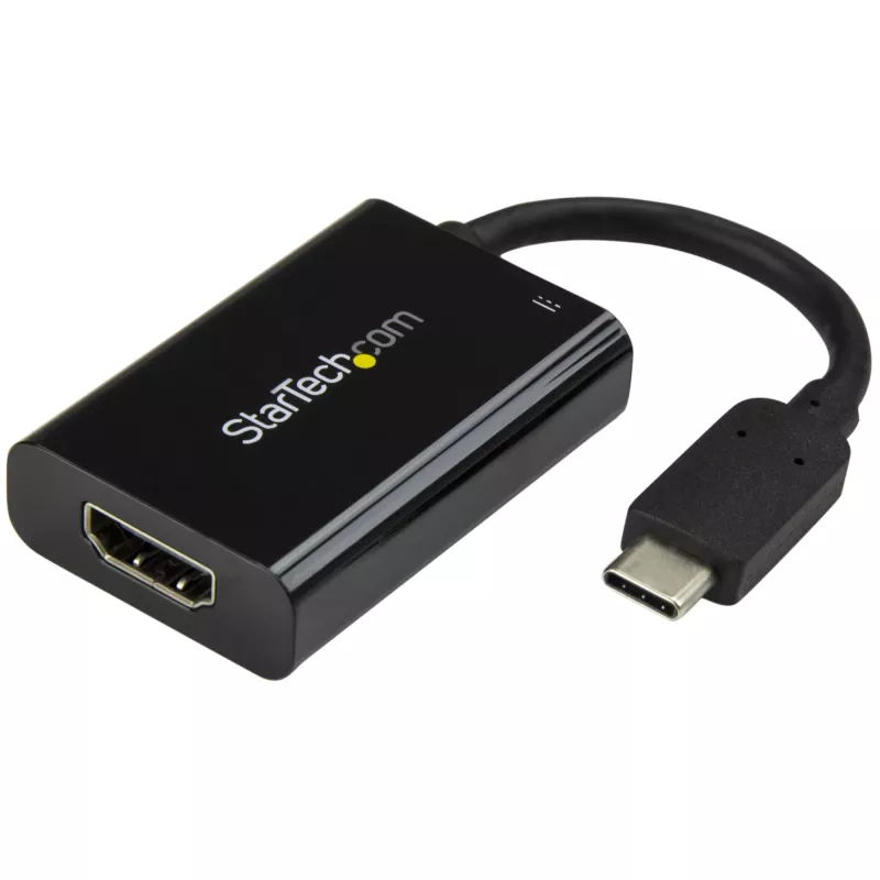 StarTech.com USB-C naar HDMI 2.0 adapter met Power Delivery - 4K 60Hz USB Type-C naar HDMI display videoconverter - 60W PD doorgaflaadpoort - Thunderbolt 3 compatibel - zwart