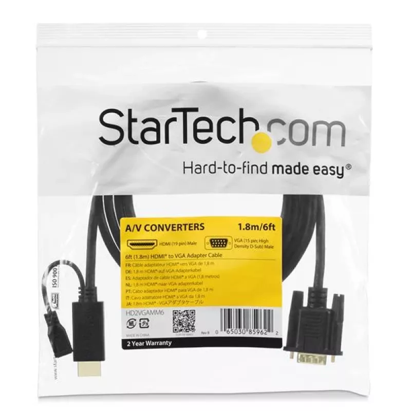 StarTech.com 1,9 m HDMI naar VGA actieve converterkabel - HDMI naar VGA adapter - 1920x1200 of 1080p