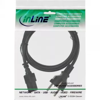InLine netkabel, CEE 7/7 recht / 3-polige IEC C13-stekker, zwart, 1,5 m