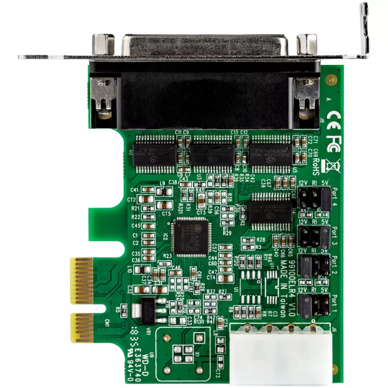 StarTech.com 4-poorts PCI Express RS232 seriële adapterkaart – PCIe RS232 seriële hostcontrollerkaart – PCIe naar serieel DB9 – 16950 UART – low-profile uitbreidingskaart – Windows/Linux – TAA