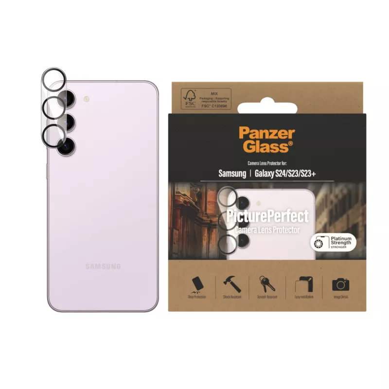 Camerobjectiefbescherming PanzerGlass Samsung Galaxy S23 S23 Plus krasvast stootvast