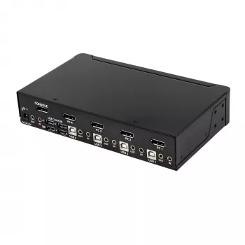 StarTech.com 4-poorts DisplayPort-KVM-switch – 4K 60 Hz – enkel scherm – dual-port UHD DP 1.2 USB-KVM-switch met geïntegreerde USB-2.0-hub & audio – Dell, HP, Apple, Lenovo – TAA-conform