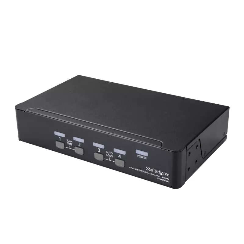 StarTech.com 4-poorts DisplayPort-KVM-switch – 4K 60 Hz – enkel scherm – dual-port UHD DP 1.2 USB-KVM-switch met geïntegreerde USB-2.0-hub & audio – Dell, HP, Apple, Lenovo – TAA-conform