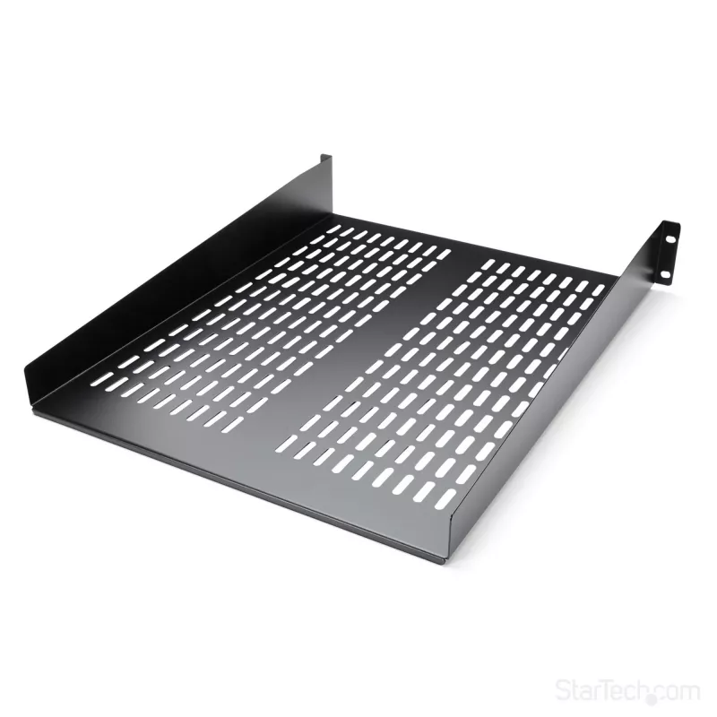 StarTech.com CABSHELF22V 2U geventileerde vaste legplank voor serverrack, 19″, 22″ (55,9 cm) diep, tot 22 kg, staal, zwart