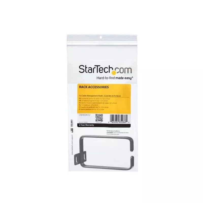 StarTech.com 1U verticale serverrack kabelmanagement D-ring haken - 5,7 x 10 cm (2,2 x 3,9 inch)