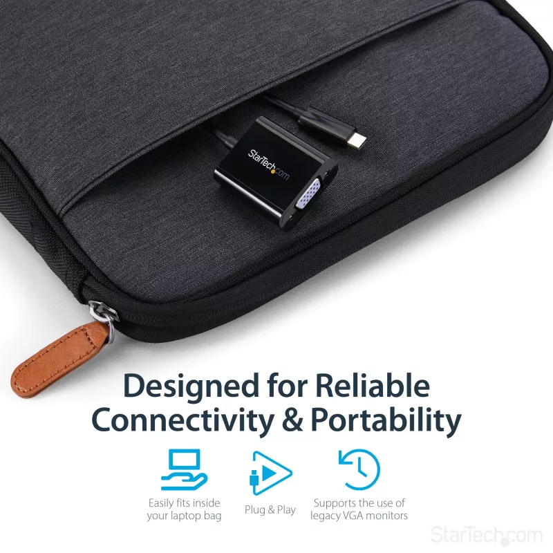 StarTech.com USB-C naar VGA adapter - zwart - 1080p - videoconverter voor je MacBook Pro - USB C naar VGA display dongle - bijgewerkte versie is CDP2VGAEC