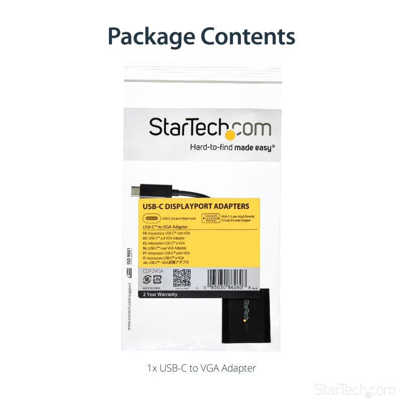StarTech.com USB-C naar VGA adapter - zwart - 1080p - videoconverter voor je MacBook Pro - USB C naar VGA display dongle - bijgewerkte versie is CDP2VGAEC