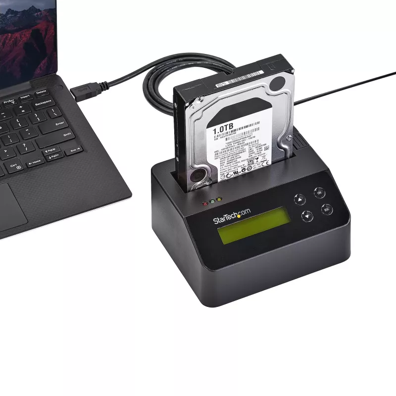 StarTech.com single bay harde schijf-wisser, standalone HDD/SSD-sanitizer, USB 3.0 naar SATA II (3 Gbit/s), 9 wismodi, LCD-display, veilige wisapparatuur harde schijven-sanitizer-dock, DB-9 printeraansluiting, TAA-conform
