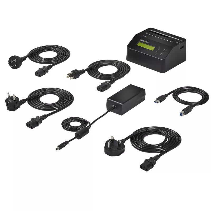 StarTech.com single bay harde schijf-wisser, standalone HDD/SSD-sanitizer, USB 3.0 naar SATA II (3 Gbit/s), 9 wismodi, LCD-display, veilige wisapparatuur harde schijven-sanitizer-dock, DB-9 printeraansluiting, TAA-conform