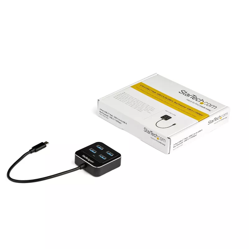 StarTech.com 4-poorts USB C-hub – USB-C naar 4x USB-A-poorten – SuperSpeed 10 Gbit/s USB 3.2 Gen 2 Type-C-hub – USB bus-powered – draagbaar/compact USB-C naar USB adapter-hub voor laptop – aluminium