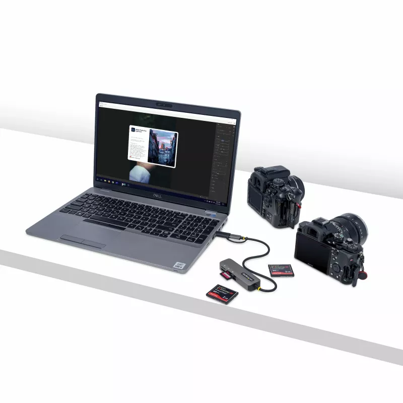 StarTech.com FCREADMICRO3V2 USB 3.0 multimedia-geheugenkaartlezer, SD/microSD/CompactFlash, USB-C met USB-A-adapter, 5 Gbps