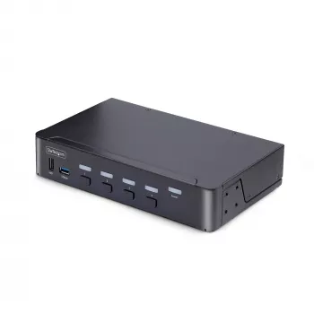 StarTech.com 4-poorts DisplayPort KVM-switch, 8K 60Hz / 4K 144Hz, single display, DP 1.4, 2x USB 3.0-poorten, 4x USB 2.0 HID-poorten, knop- en sneltoetsomschakeling, TAA-conform - besturingssysteemonafhankelijk, metalen behuizing
