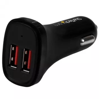 StarTech.com dual-port USB-autolader – 24 W/4,8 A – zwart, auto, sigarettenaansteker, 5 V, zwart