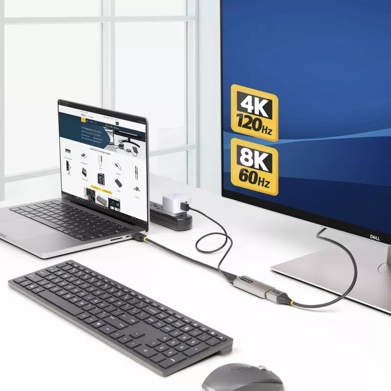StarTech.com 1ft (30cm) HDMI naar DisplayPort-adapterkabel, 8K 60Hz, actieve HDMI 2.1 naar DP 1.4-videoconverter, USB-busvoeding met meegeleverde kabel