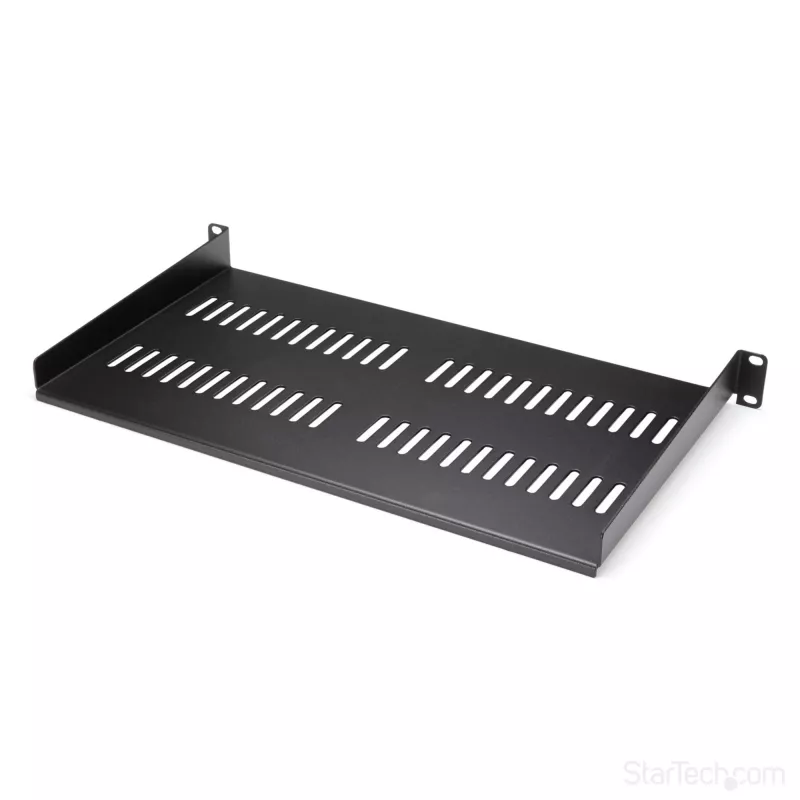 StarTech.com 1U serverrack-legbord – universeel, geventileerd rackmount kantelbaar legbord voor 19 inch netwerkkast en -behuizing – robuust staal – draagvermogen 20 kg – 10 inch diep legbord, zwart