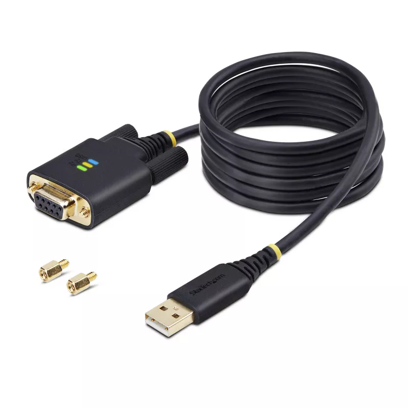 StarTech.com 2m USB naar nullmodem seriële adapterkabel, COM-behoud, FTDI, USB-A naar DB9 RS232, verwisselbare DB9-schroeven/moeren, Windows/macOS/Linux