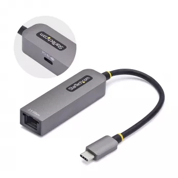 StarTech.com 2.5GbE USB-C naar Ethernet-adapter, 100W PD-passthrough, NBASE-T NIC, USB 3.0 Type-C 2.5/1G multi-speed netwerk, Thunderbolt-compatibel, Windows & Mac