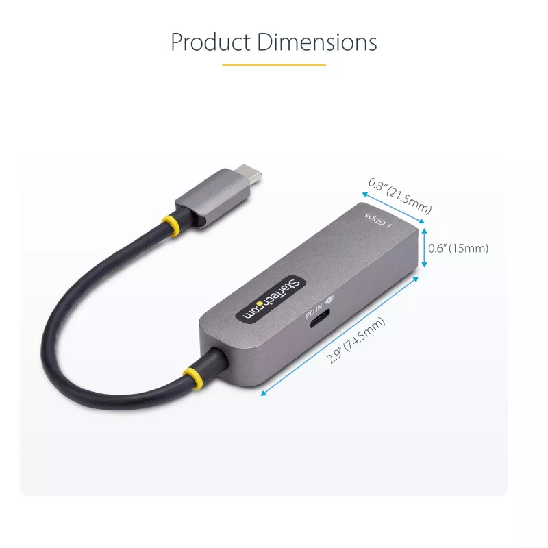 StarTech.com USB-C naar Ethernet-adapter, NIC, 100W PD-passthrough, USB 3.0 Type-C 1 Gbit/s multi-speed netwerkadapter, Thunderbolt-compatibel, Windows & Mac