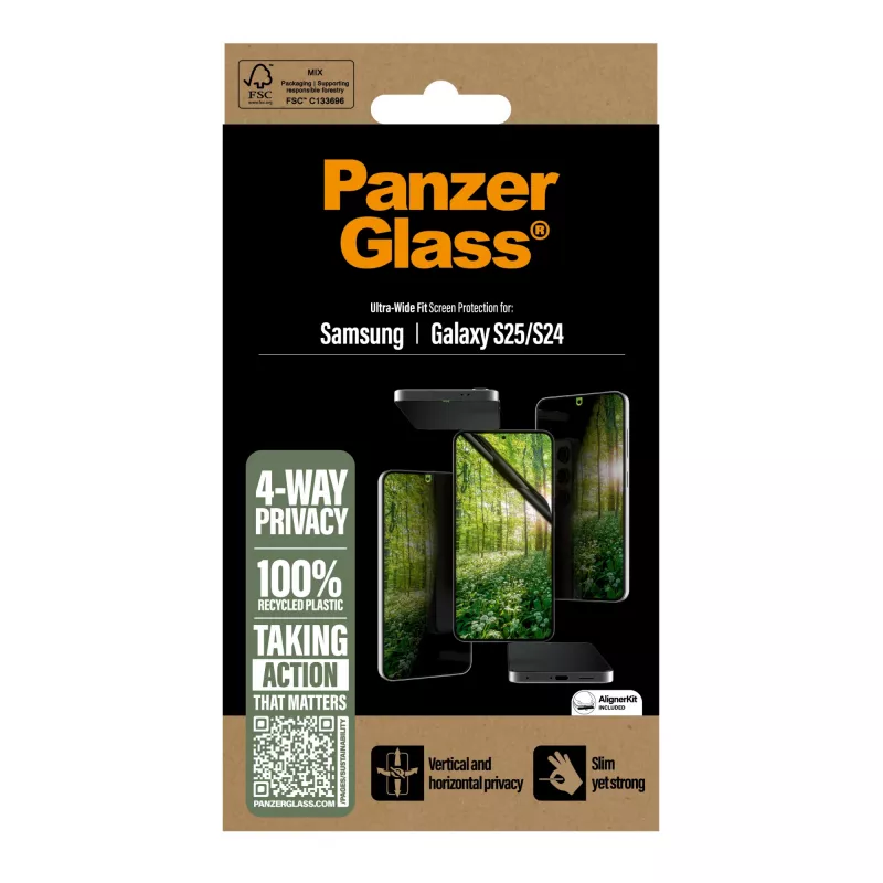 PanzerGlass ® ECO MATRIX 4-weg privacy-displaybescherming Samsung Galaxy S25 | S24 | Ultra-Wide Fit