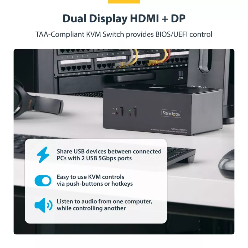 StarTech.com P2ADDH462-KVM-SWITCH KVM-switch zwart