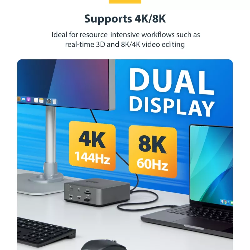 StarTech.com 2.6ft (80cm) Thunderbolt 5-kabel, 80 Gbit/s/ tot 120 Gbit/s, 240 W PD, 8K 60 Hz, gecertificeerde Thunderbolt-kabel – compatibel met Thunderbolt 4/USB4/USB-C