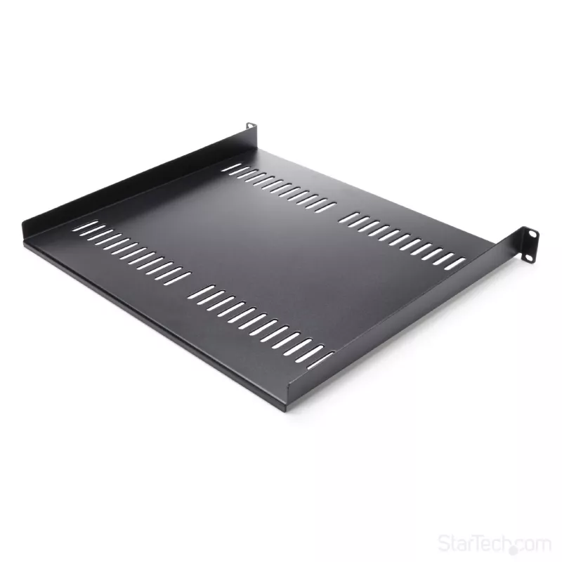 StarTech.com 1U serverrack-legbord – universele geventileerde rack-montage cantilever lade voor 19 inch netwerkapparatuur-rack & kast – hoogbelastbaar staal – draagvermogen 44lb/20kg – 16 inch diepe lade, zwart