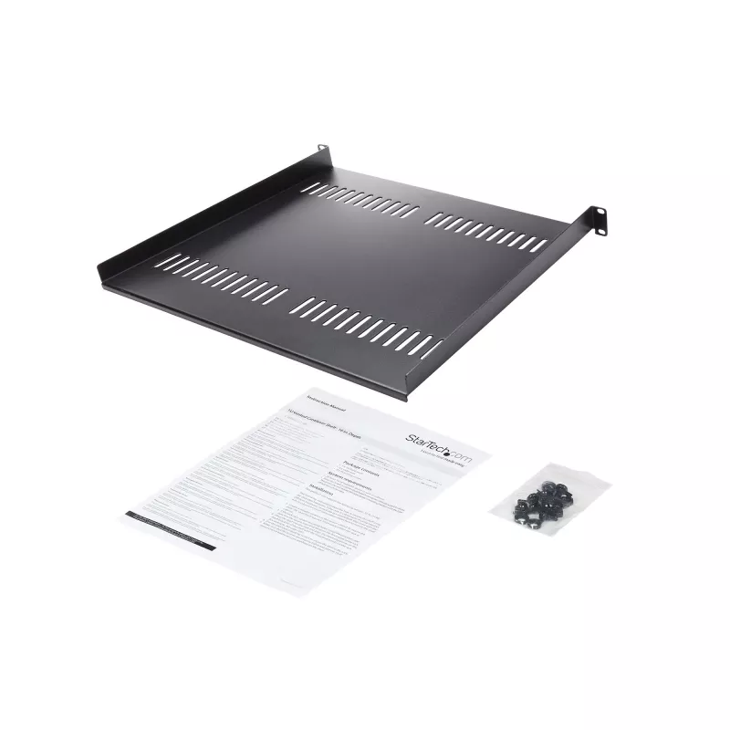 StarTech.com 1U serverrack-legbord – universele geventileerde rack-montage cantilever lade voor 19 inch netwerkapparatuur-rack & kast – hoogbelastbaar staal – draagvermogen 44lb/20kg – 16 inch diepe lade, zwart
