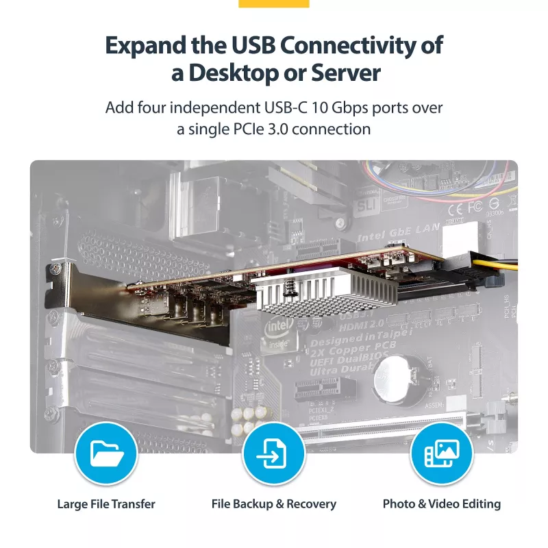 StarTech.com 4-poorts USB Type-C PCIe-kaart, USB 3.2 10Gbps, USB-C PCI Express-uitbreidingskaart, 4x onafhankelijke USB-controllers, Windows/Linux/macOS, TAA-conform
