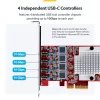 StarTech.com 4-poorts USB Type-C PCIe-kaart, USB 3.2 10Gbps, USB-C PCI Express-uitbreidingskaart, 4x onafhankelijke USB-controllers, Windows/Linux/macOS, TAA-conform