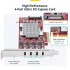 StarTech.com 4-poorts USB Type-C PCIe-kaart, USB 3.2 10Gbps, USB-C PCI Express-uitbreidingskaart, 4x onafhankelijke USB-controllers, Windows/Linux/macOS, TAA-conform