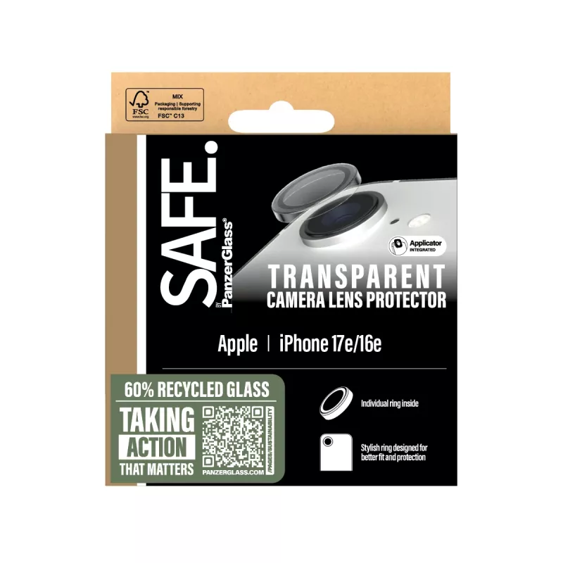 PanzerGlass SAFE. by ® camera-lensbescherming transparant iPhone 17e | 16e