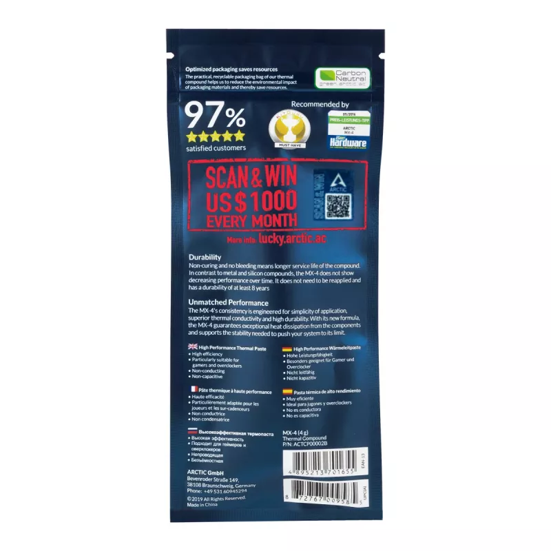 ARCTIC MX-4 (4 g) Edition 2019 – high-performance warmtegeleidingspasta