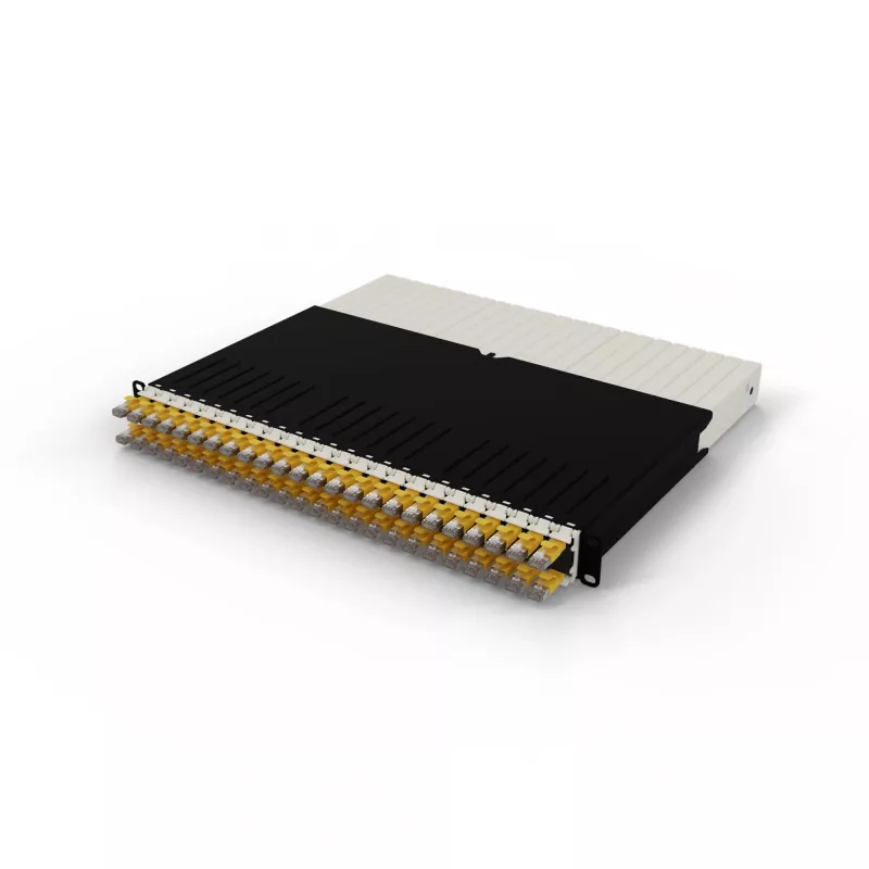 PATCHBOX .one PONEX8STPYL 8RU Cat6a U/FTP intrekbaar patchkabelsysteem, 0,8 m, RJ-45, 10 Gbit/s, PoE, 24 cassettes, geel
