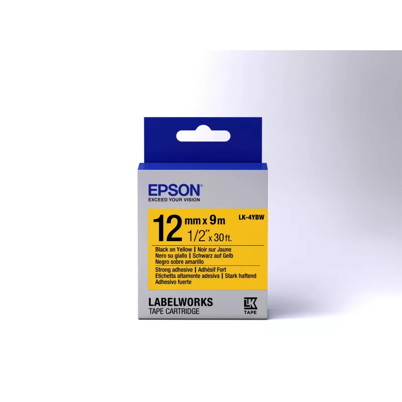 Epson labelcartridge Strong Adhesive LK-4YBW zwart/geel 12 mm (9 m)