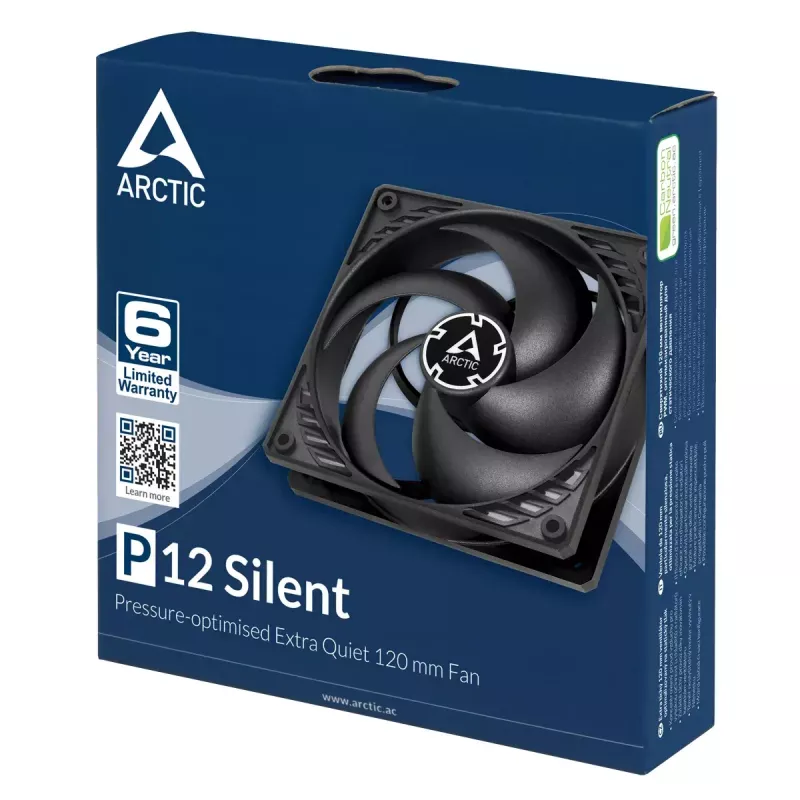 ARCTIC P12 Silent – drukgeoptimaliseerde, extra stille 120mm-ventilator