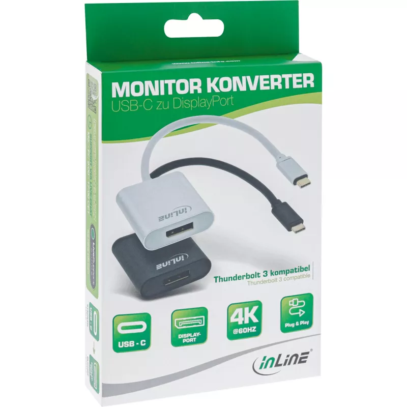 USB-displayadapter InLine 64102B USB-C-stekker naar DisplayPort 4K/60Hz