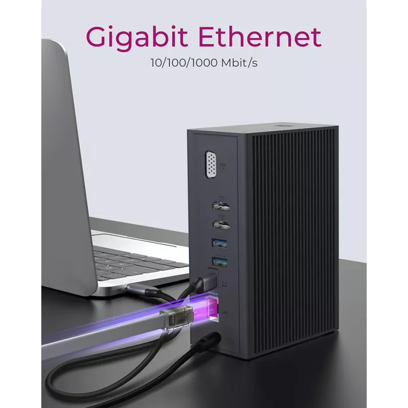 ICY BOX IB-DK2262AC bedraad USB 3.2 Gen 1 (3.1 Gen 1) Type-C antraciet