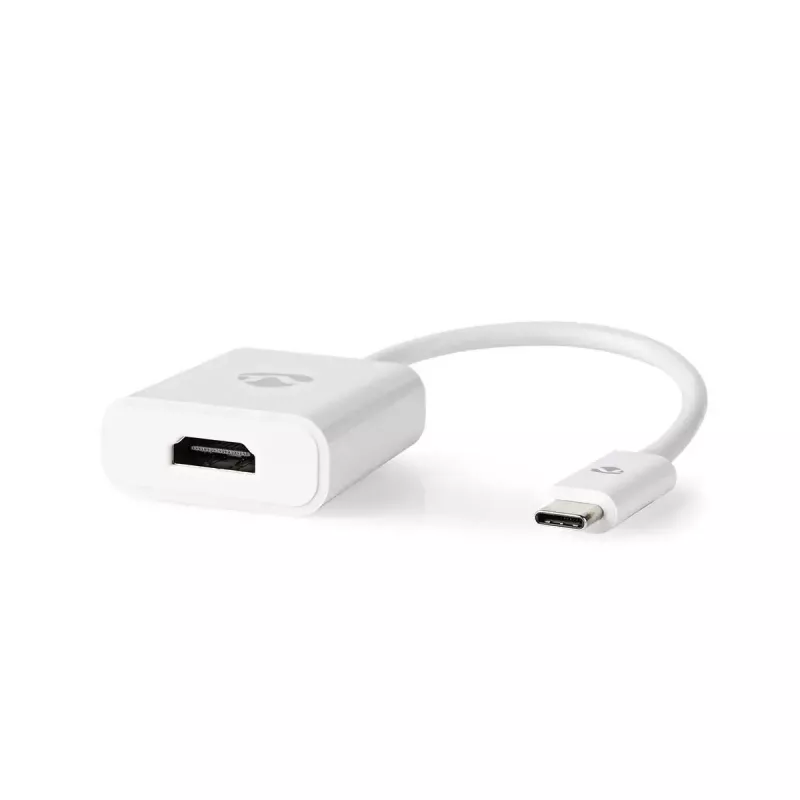 Nedis CCGB64651WT02 USB-C-naar-HDMI-adapter USB 3.2 Gen1, 0,20 m, vernikkeld, PVC, wit