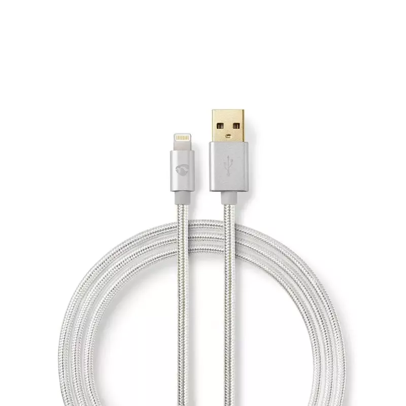 Telefoonkabel Nedis CCTB39300AL10 aluminium 1 m USB A Lightning