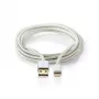 Mobiele telefoonkabel Nedis CCTB39300AL30 aluminium 3 m USB-A Lightning
