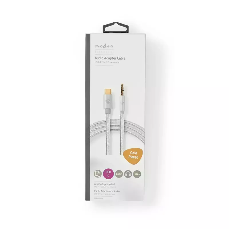 Audiokabel Nedis CCTB65940AL10 1 m USB-C naar 3,5 mm aluminium