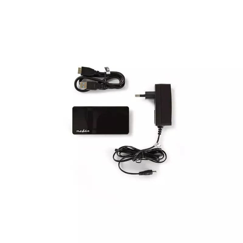 USB-hub Nedis UHUBU3420BK USB 3.2 Gen 1 Micro-B zwart