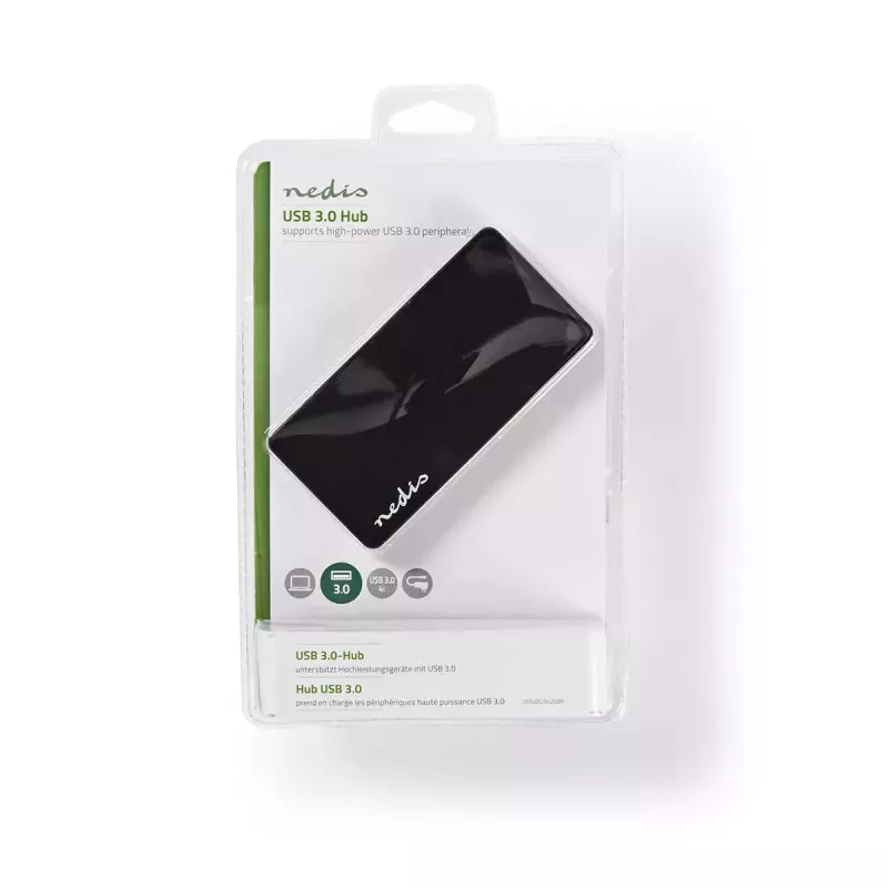 USB-hub Nedis UHUBU3420BK USB 3.2 Gen 1 Micro-B zwart