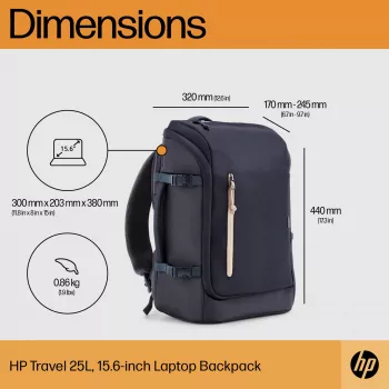 HP Travel 25 liter 15.6 blauw laptop-rugzak maximale schermgrootte 39,6 cm gewicht 860 g