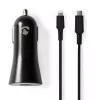 Nedis CCPDL20W111BK autolader 20W, 1x USB-C, Lightning 8-pins kabel, zwart