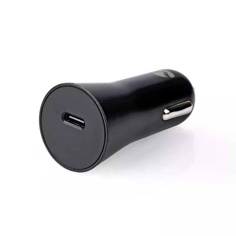 Nedis CCPDL20W111BK autolader 20W, 1x USB-C, Lightning 8-pins kabel, zwart