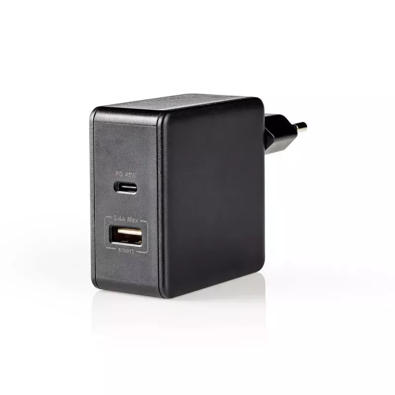 Oplader voor mobiel apparaat Nedis WCPD45W100BK universeel zwart USB binnen