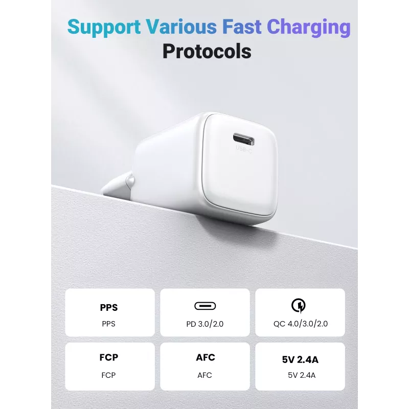 Oplader voor binnen Ugreen 15324 universeel wit AC 1 USB Type-C aansluiting
