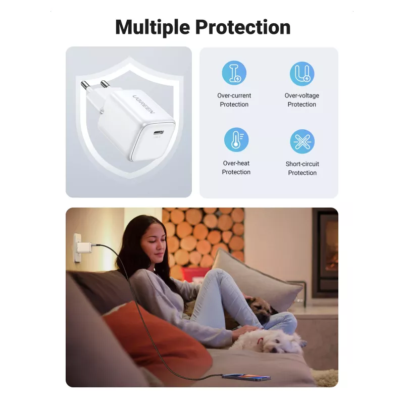 Oplader voor binnen Ugreen 15324 universeel wit AC 1 USB Type-C aansluiting